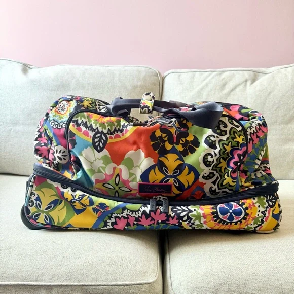 Vera Bradley Rolling Duffle Travel Bag Multicolor Floral - Picture 6 of 16